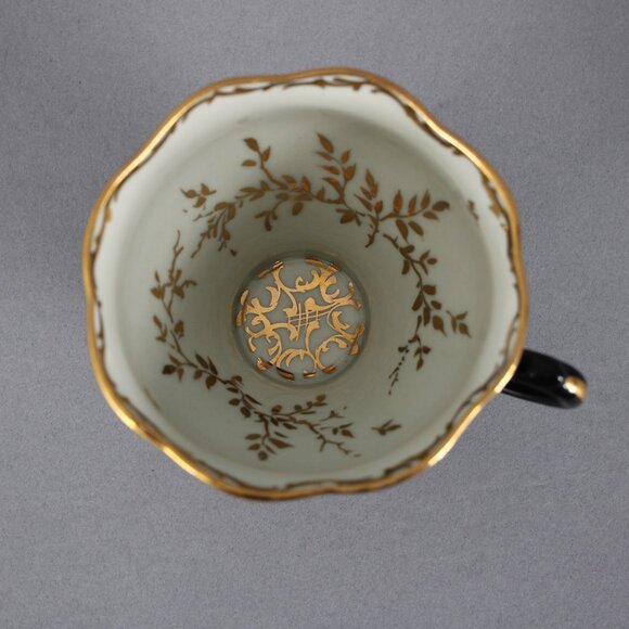Loreiga Teacup With Saucer Black Gold Porcelain Teacup With Saucer - Picture 7 of 12